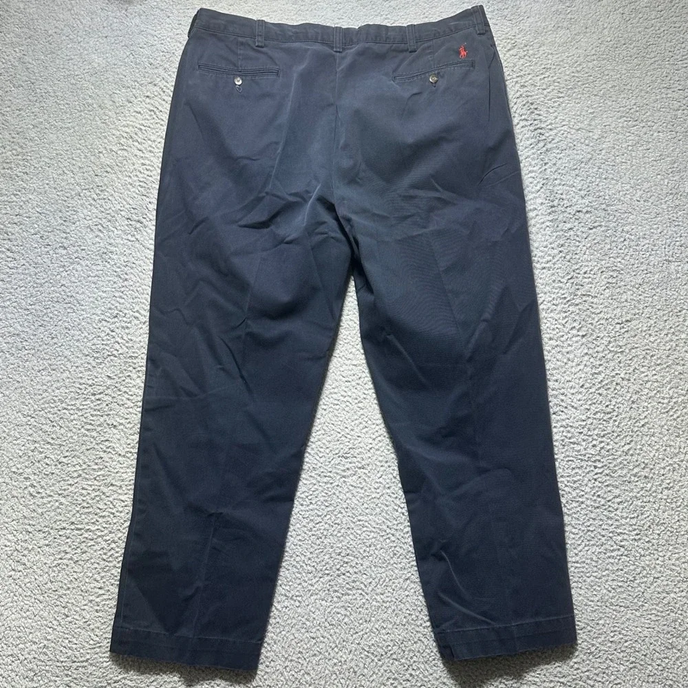 Vintage Polo Ralph Lauren Ethan‎ Pant Mens Navy Blue Cotton Pleated Preppy 40x30
